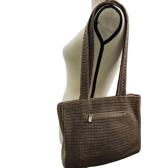 The SAK Crotchet Double Strap Brown Shoulder Handbag Purse - Picture 15 of 16